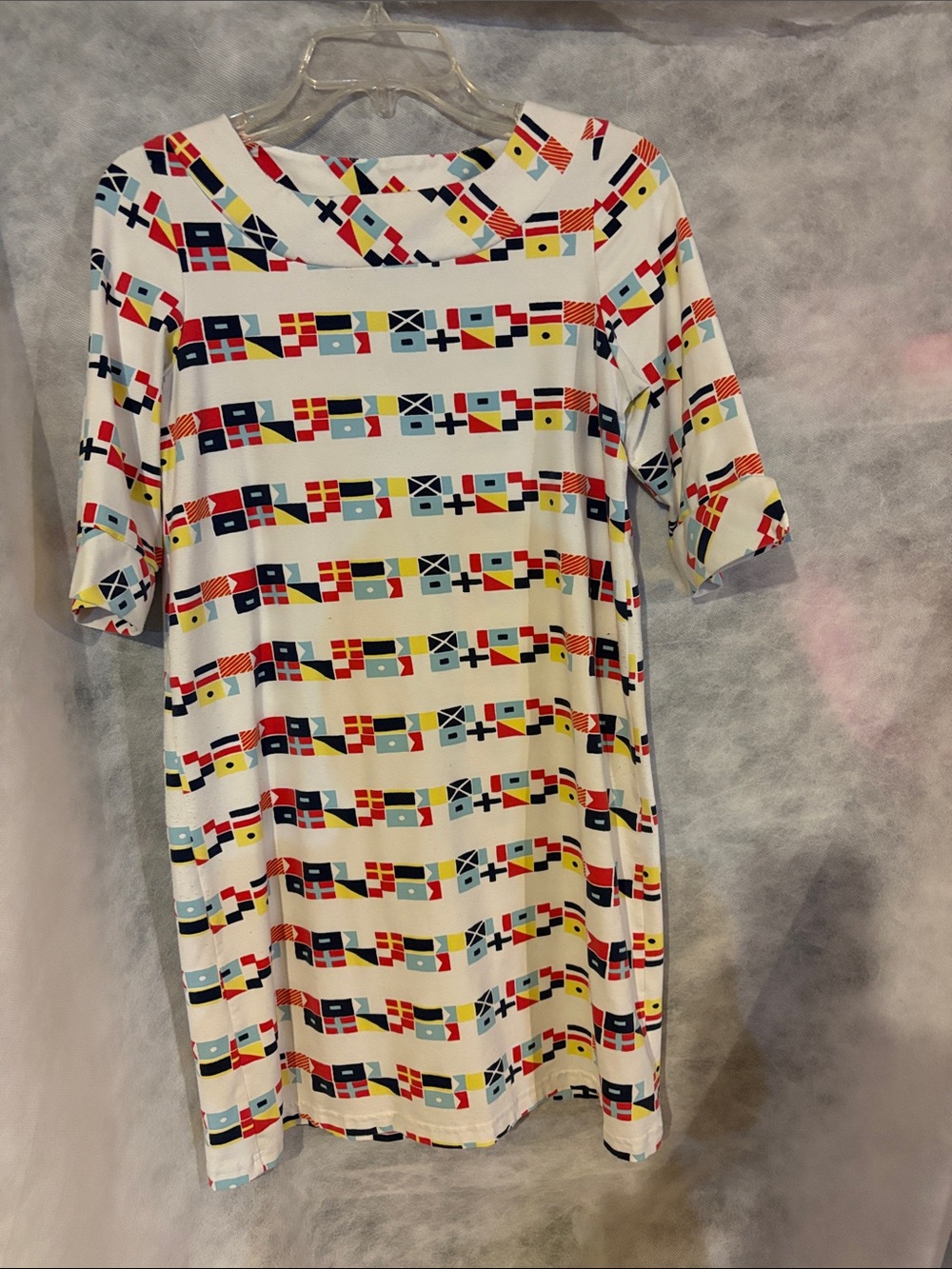 Women’s Flag-Print Shift Dress in White